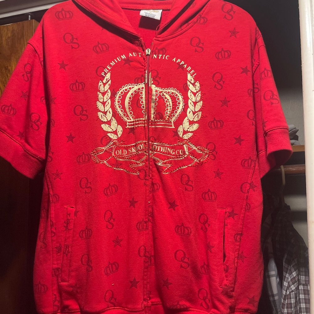 Red shirt sleeve hoodie